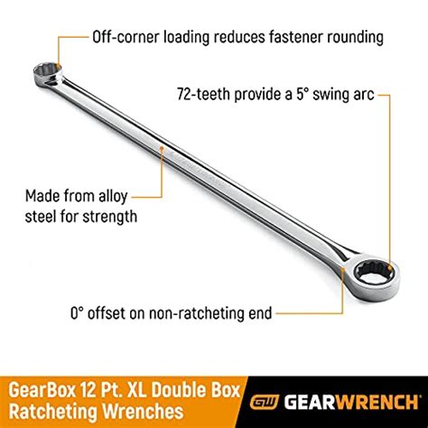 Gearwrench 5 Pc Gearbox 12 Pt Xl Double Box Ratcheting Wrench Set