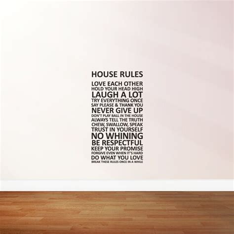 Items Similar To House Rules Vinyl Wall Stickers Decals On Etsy