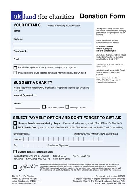 Free Charity Donation Forms In Pdf Ms Word