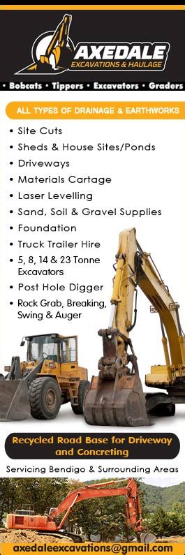 Axedale is at the heart of the central victorian wine district. Axedale Excavations and Haulage - Excavation & Earthmoving ...