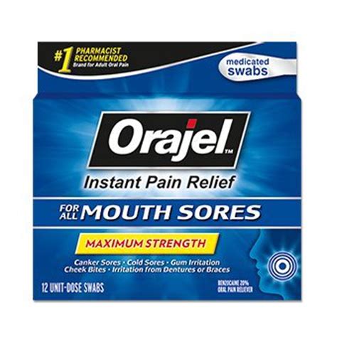 Orajel Medicated Mouth Sore Swabs Maximum Strength 12 Ct887993 By