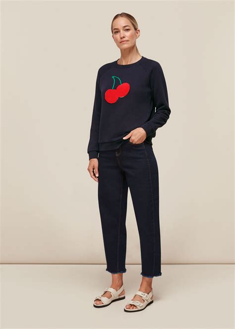 Navy Cherry Embroidered Sweat Whistles Whistles