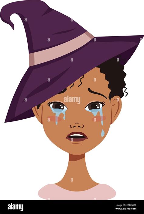 African American Female Avatar With Black Curly Hair Sad Emotions