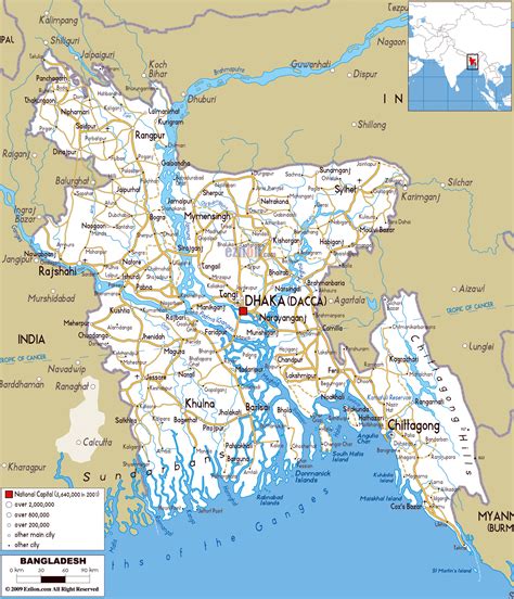 Large Detailed Road Map Of Bangladesh With All Cities Roads And