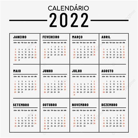 2022 Calendário Português Com Fronteira Negra 2022 Calendário Preto