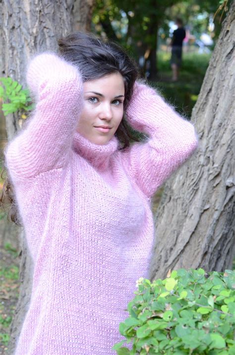 Yum Soft Fluffy Angora Ladies Turtleneck Sweaters Beautiful Womens