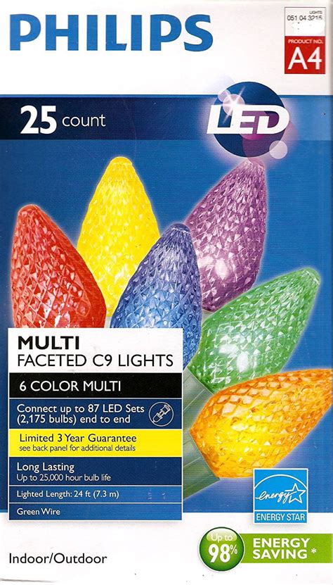 Philips 25 Count C9 Multi Faceted Indooroutdoor Led Christmas String