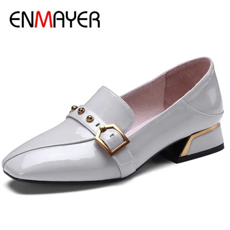 Enmayer Buckle Strap Shoes Woman Derby Shoes Flats Round Toe Slip On