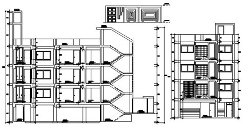 Sectional Elevation Of A Residential Apartment In Dwg File Cadbull