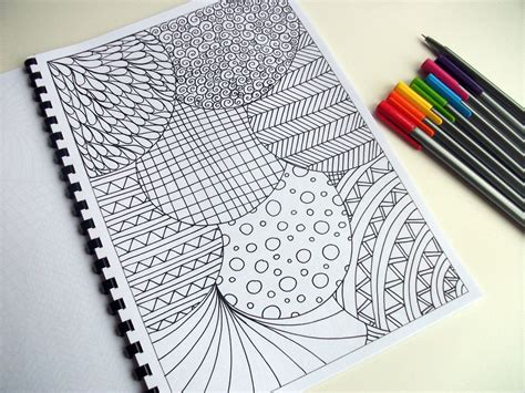 Abstract Art Coloring Pattern Zentangle Inspired Printable Etsy