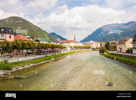 Alpine Resort Town Bad Ischl On The River Traun Austria Stock Photo