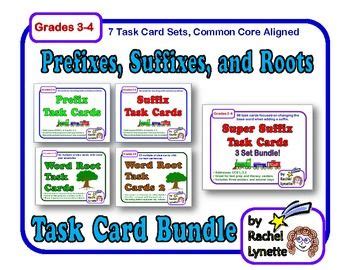Prefixes Suffixes And Roots Task Cards Set Bundle Ccss Aligned Task Cards Prefixes