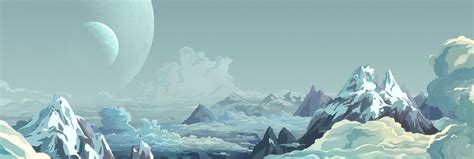 Wallpaper Landscape Mountains Fantasy Art Clouds Iceberg Moon