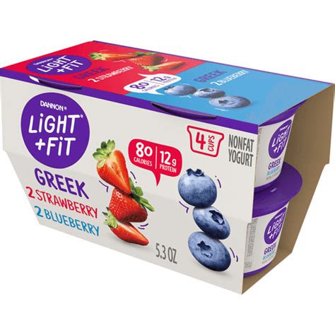 Dannon Light Fit Greek Nonfat Yogurt Strawberryblueberry Gluten Free 53 Oz 4 Pack