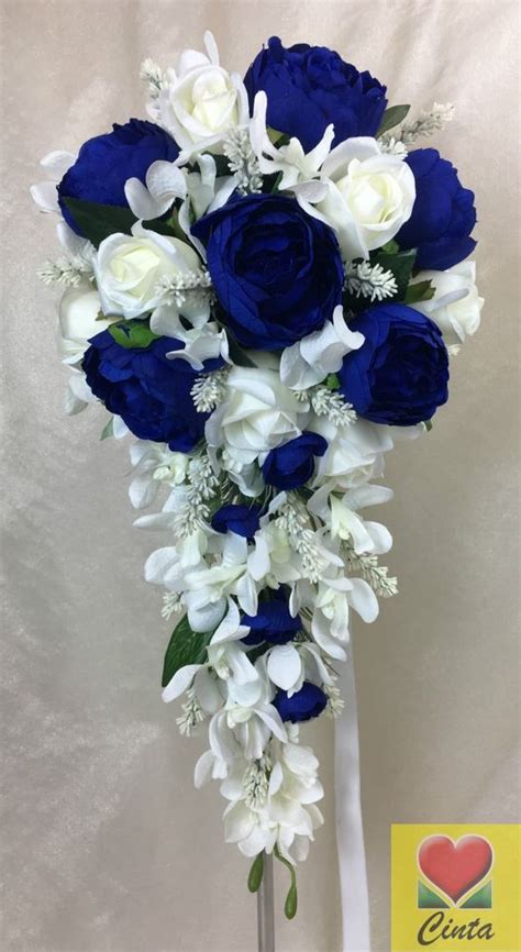 Purple and white artificial wedding flower bouquets. Artificial Flower Dark Blue Peony Cream Roses/Lavender ...