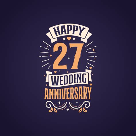 Happy 27th Wedding Anniversary Quote Lettering Design 27 Years