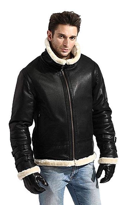 B3 Bomber Faux Fur Black Real Leather Jacket With Removable Hood