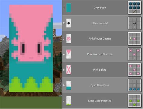 Some serious minecraft blueprints around here! Axolotl banner design for Minecraft | Minecraft banner ...