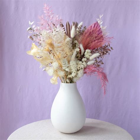 Pink And White Dried Flower Bouquet By For Keeps