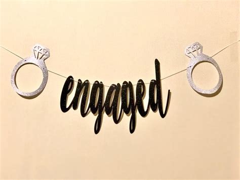 Engaged Banner With Diamond Ring Purple Sparkle Black Sparkle