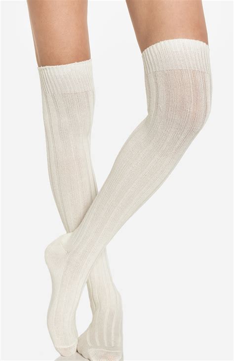 Over The Knee Ribbed Socks In Ivory Dailylook