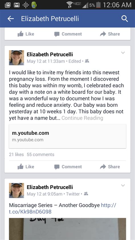 Thanks to you all for the support x. Announcing a Miscarriage on Facebook - Elizabeth Petrucelli