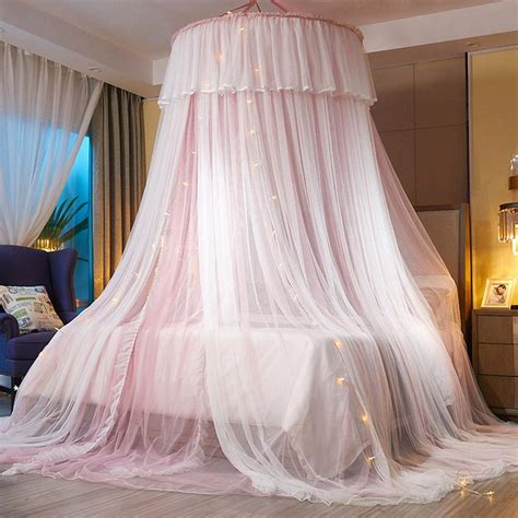 Vethin Princess Bed Canopy For Girlsbed Canopy Curtain Double Layer Sheer Mesh Dome Bed