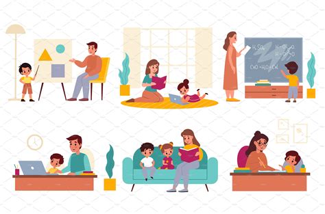 Parents Children Learning Fathers Education Illustrations Creative