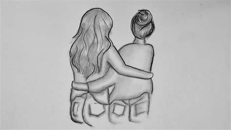 How To Draw Best Friends Friendship Drawing Easy Pencil Sketch رسم أفضل صديق Youtube