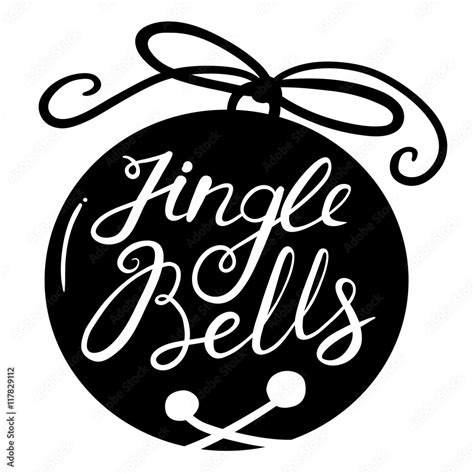 Jingle Bells Lettering In Bell Silhouette Christmas Design Element