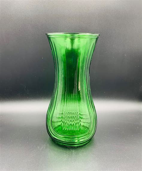 Vintage Emerald Green Hoosier A Glass Vase MCM Pressed Etsy