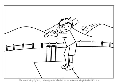 Learn How To Draw A Cricket Player Scene Other Occupations Step By