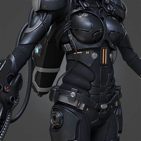 3d Model Of Female Cyborg Female Cyborg Cyborg Futuristic Armour