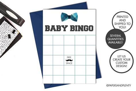 Little Man Baby Shower Game Set Printable Bingo Cards Zerodast