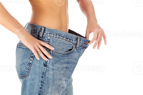 Closeup Shot Of Woman Showing Her Progress After Weight Loss Isolated 35270646 Png