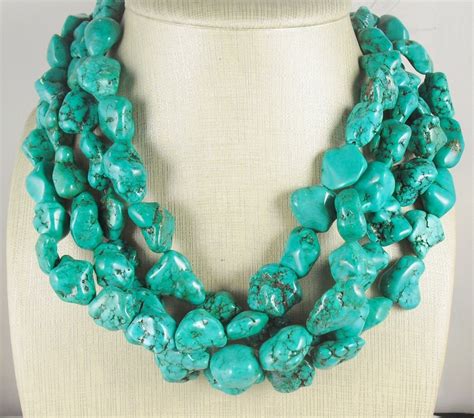 Chunky Turquoise Nugget Statement Four Strand By Canterbeads