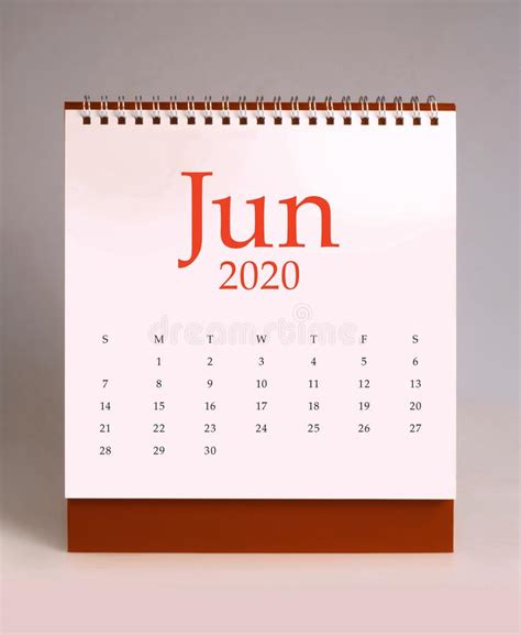 Simple Desk Calendar 2020 June Stock Image Image Of Simple Year