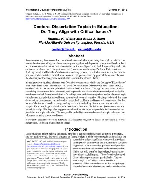 Pdf Doctoral Dissertation Topics In Education Do They Align With