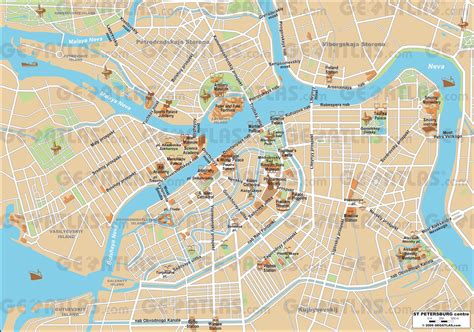 To help you find your way once you get to your destination, the map you print out will have numbers on the various icons that correspond to a list with the most interesting. Saint Petersburg maps - Maps of Saint Petersburg (Russia)