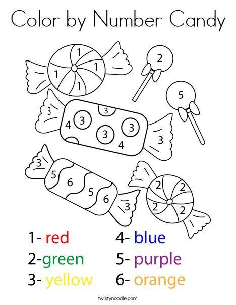 Color By Number Candy Coloring Page Twisty Noodle Kindergarten