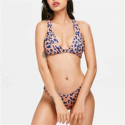 buy bikini 2018 women two piece leopard print swimsuit beachwear swimwear push