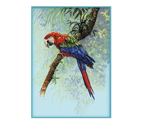 Parrot Cross Stitch Pattern Tropical Birds Digital Instant Etsy