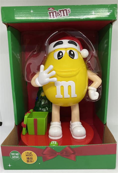 Mandms World Santa Yellow Candy Dispenser With Christmas Tree Music New
