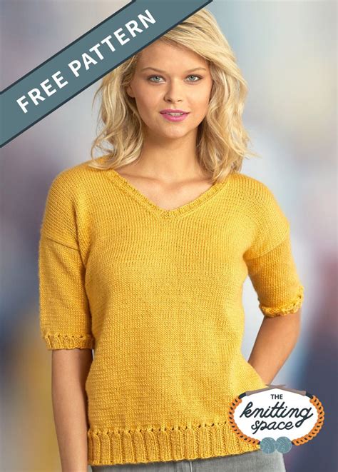 Short Sleeve Knitted Summer Top Free Knitting Pattern In 2020 Free Knitting Easy Knitting