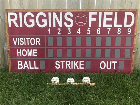 Custom Baseball Scoreboard Framed Wood Sign W Or Without Hat Etsy