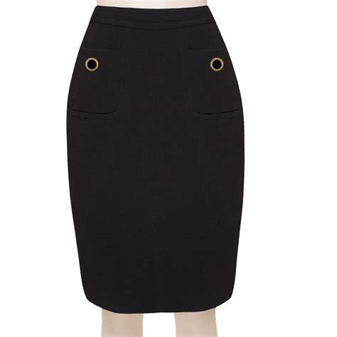 Tailored Wool Blend Black Pencil Skirt Custom Fit Handmade Fully