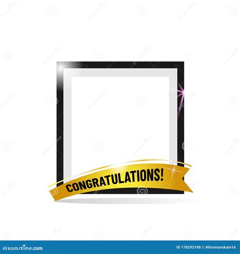 Empty Frame With Congratulation Ribbon Vector Isolated On White