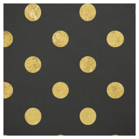 Elegant Black And Gold Foil Polka Dot Pattern Fabric