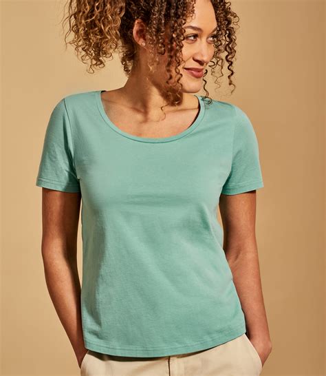Aquamarine Womens Jersey Scoop Neck Short Sleeve T Shirt WoolOvers AU