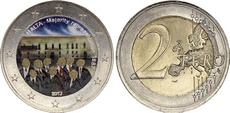 Pièce Malte 2 Euros Représentation Majoritaire Colorisée 2012
